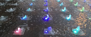 Picture of colored light fountain in soothing blues
