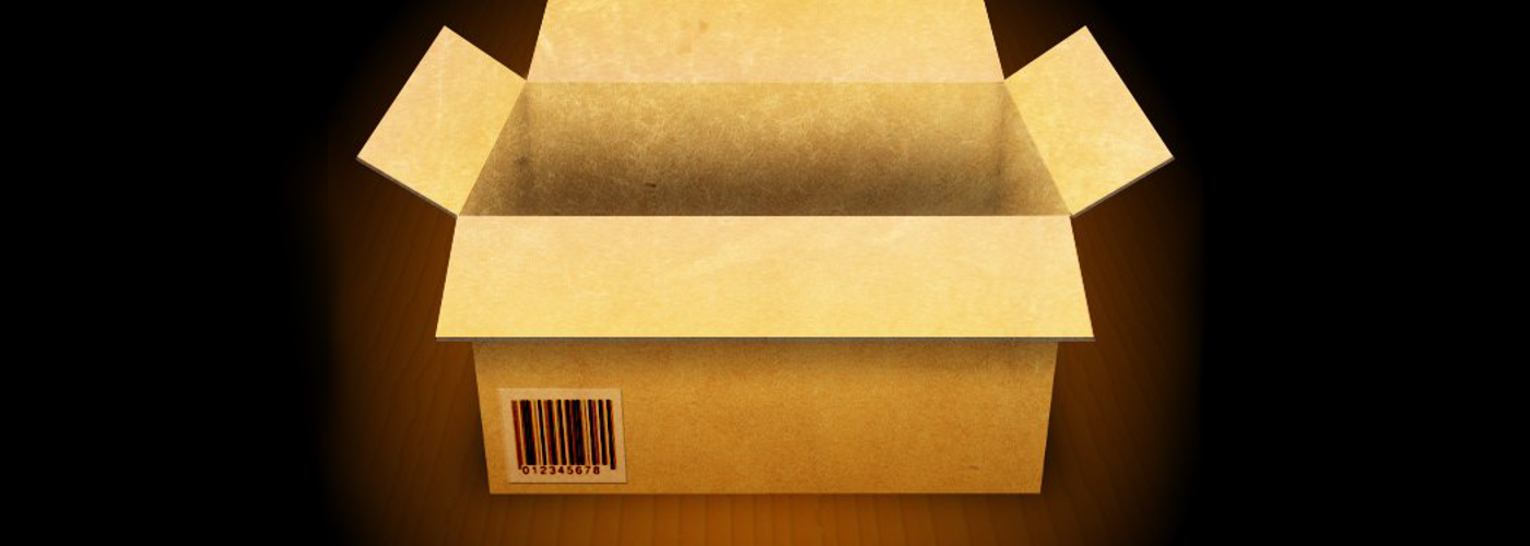 [IMAGE] An image of an open cardboard box on a black background