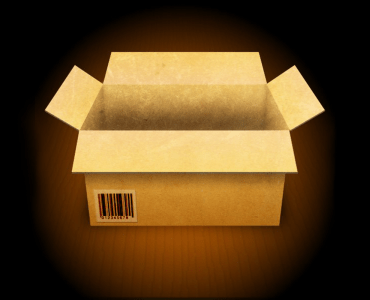 [IMAGE] An image of an open cardboard box on a black background