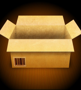 [IMAGE] An image of an open cardboard box on a black background