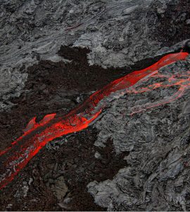 Pāhoehoe Lava and ʻAʻā flows at The Big Island of Hawaii. The picture was taken from a helicopter.